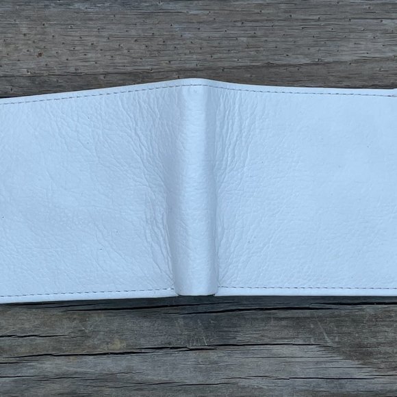 White/Red Wallet Card Holder Men Purse Wallet Handmade Bifold Cardholder - Picture 7 of 10